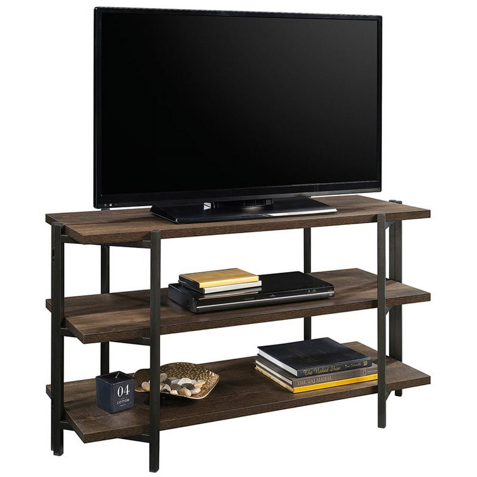 North Avenue Smoked Oak Industrial TV Stand with Metal Frame