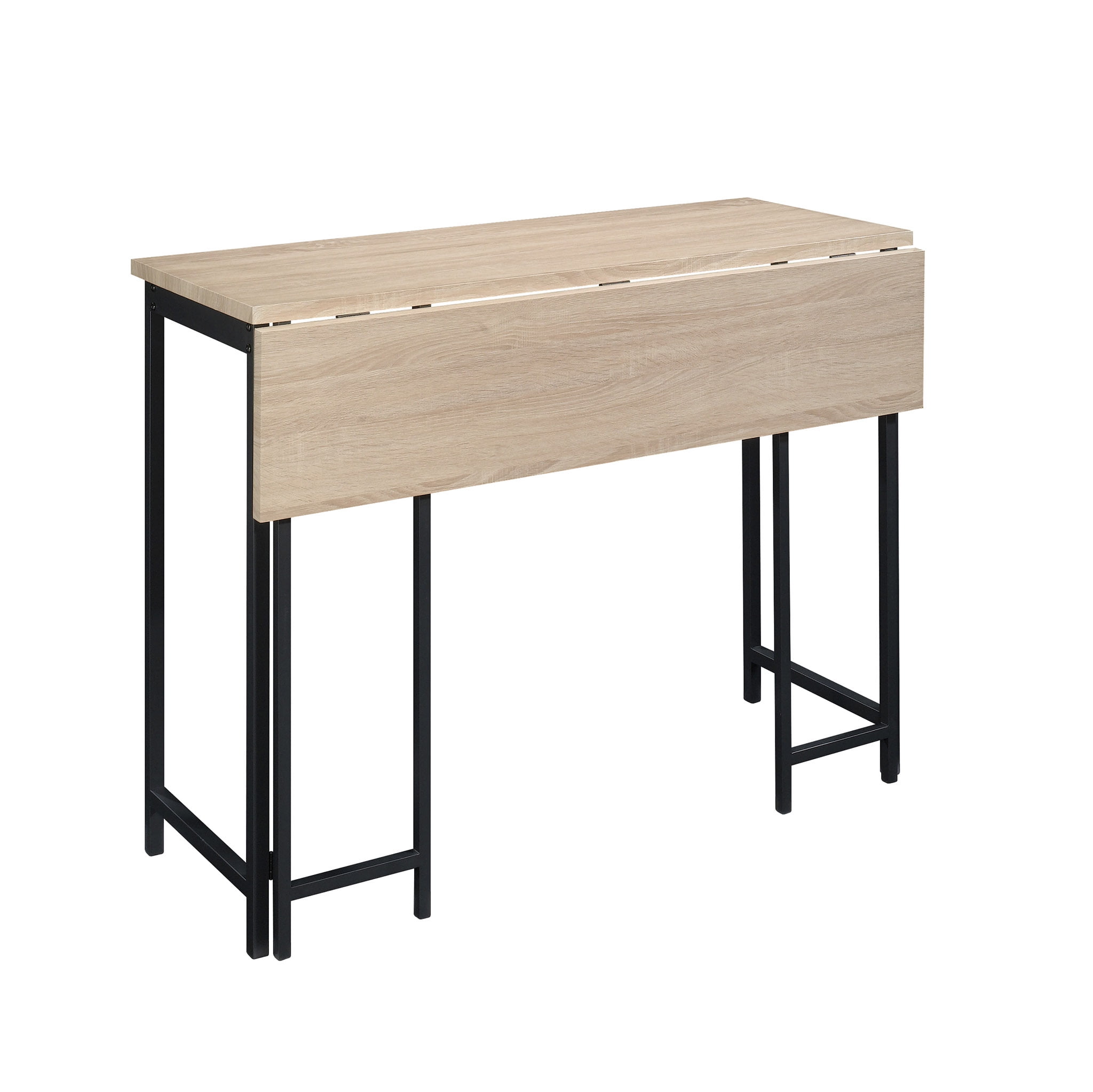 Charter Oak & Black Metal Counter Height Extendable Dining Table