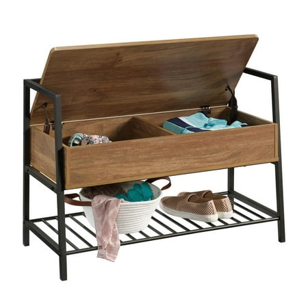 Sauder North Avenue Entryway Bench with Hidden Storage & Shelf, Sindoori Mango Finish