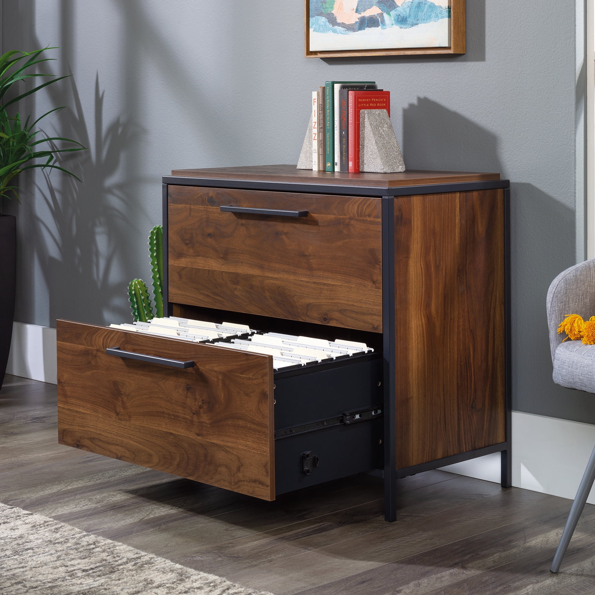 Modern walnut 2024 file cabinet