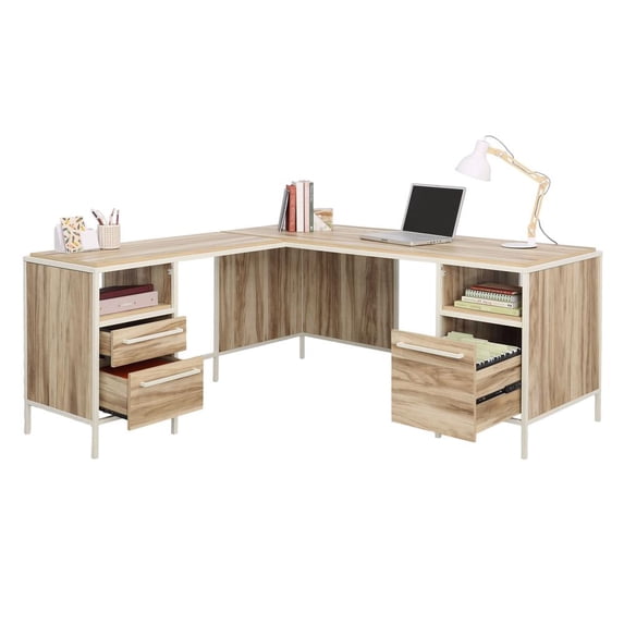 Sauder Nova Loft L-Desk, Kiln Acacia Finish