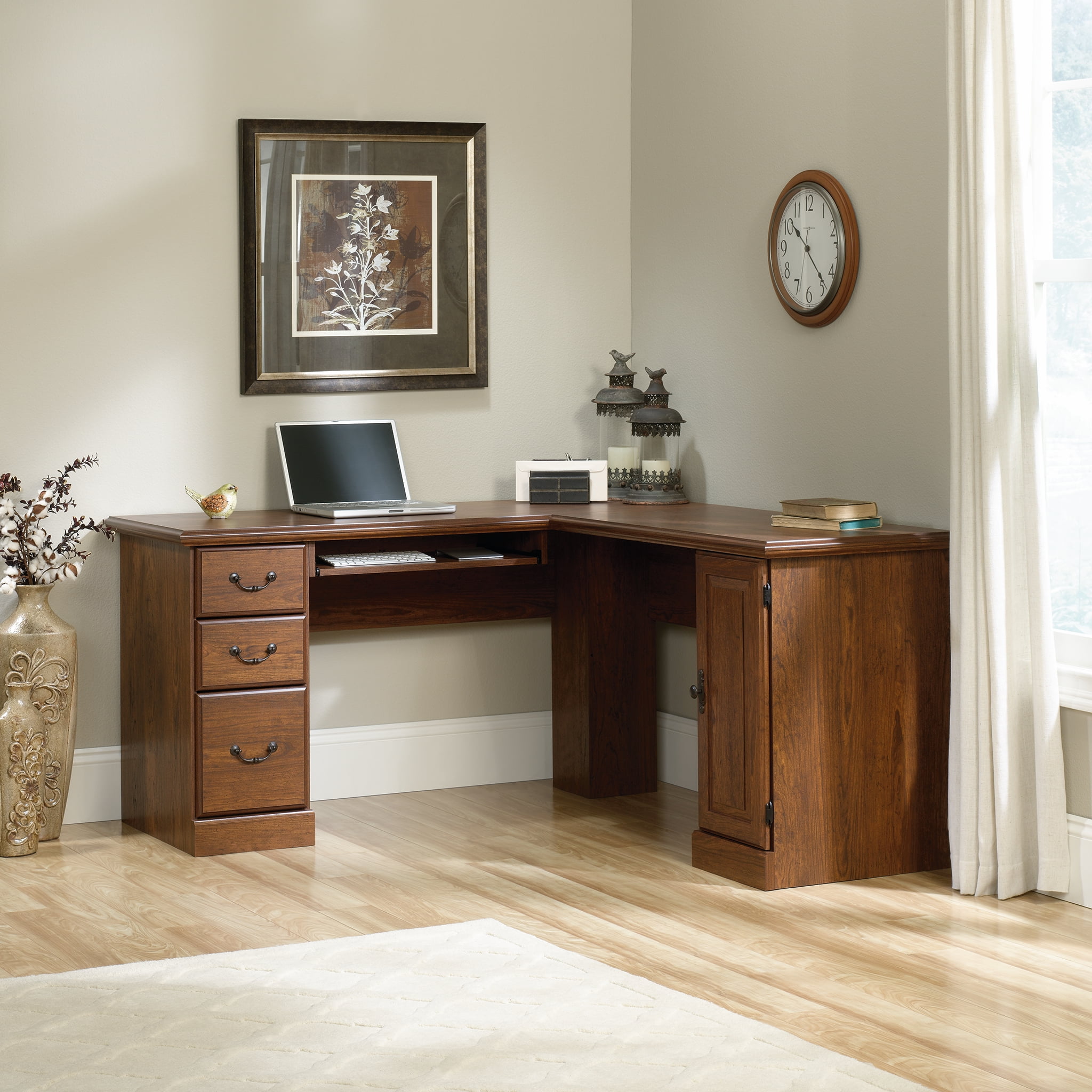 Sauder Orchard Hills Corner Computer Desk Milled Cherry Finish