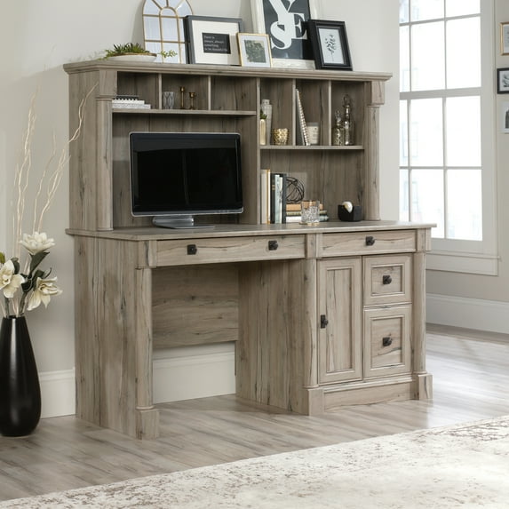 Sauder Palladia Computer Desk With Hutch, Split Oak Finish