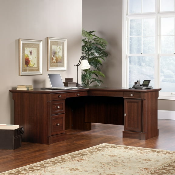 Sauder Palladia Contemporary L-Shape Computer Desk, Select Cherry Finish