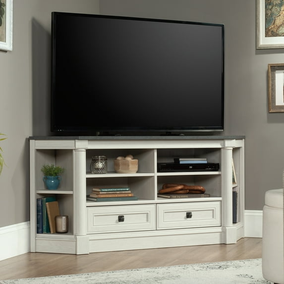 Sauder Palladia Corner TV Stand/Credenza for TVs up to 60", Glacier Oak Finish