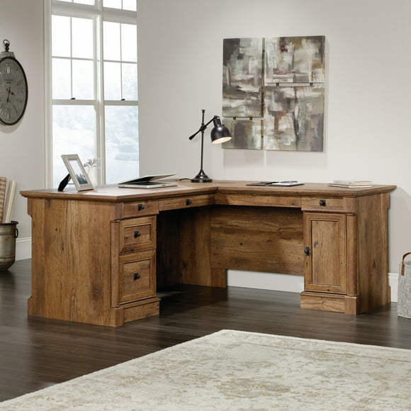 Sauder Palladia L-Shaped Computer Desk, Vintage Oak Finish