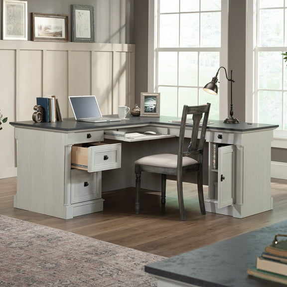 Sauder Palladia L-Shaped Desk, Glacier Oak Finish