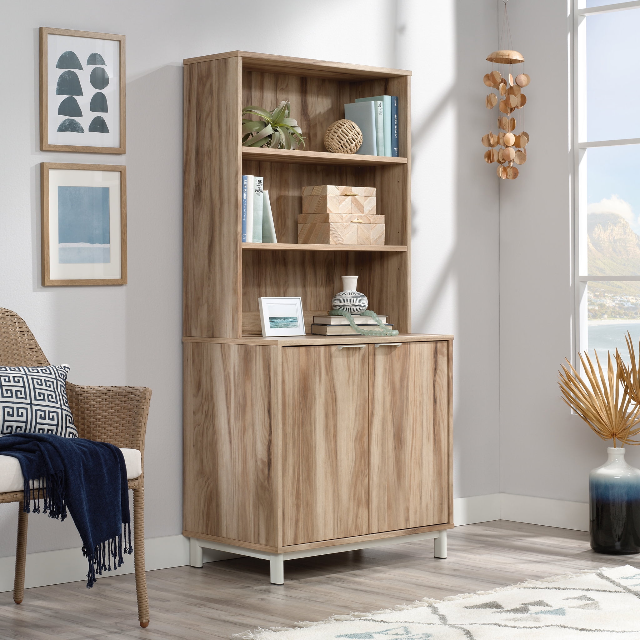 Adjustable Kiln Acacia Wood Library Hutch