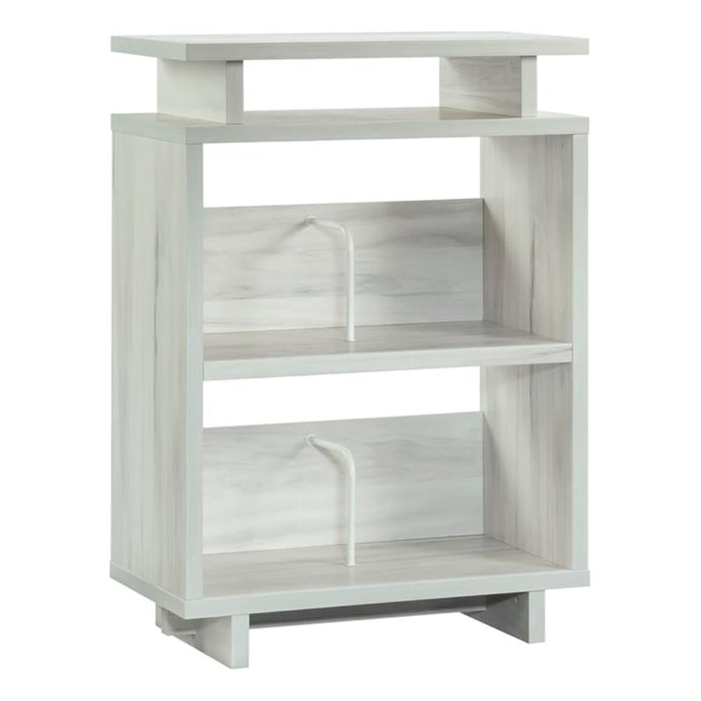 Gray Engineered Wood Bookcase with Cubes and Shelves