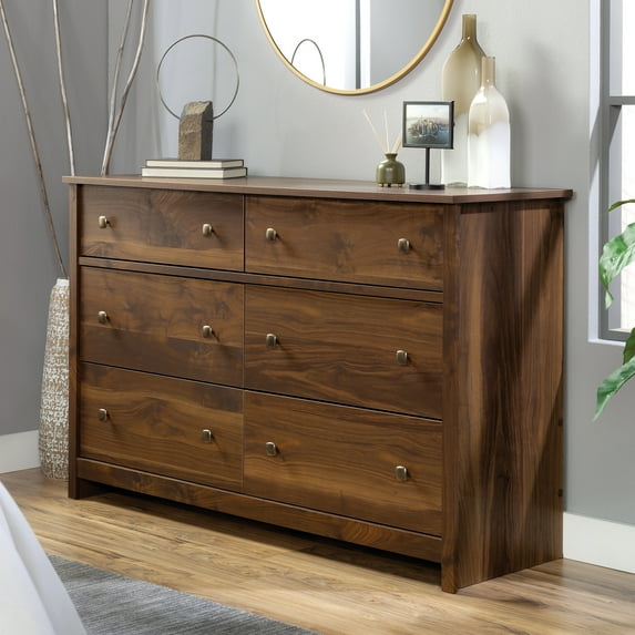 Sauder River Ranch 6-Drawer Bedroom Dresser, Grand Walnut Finish