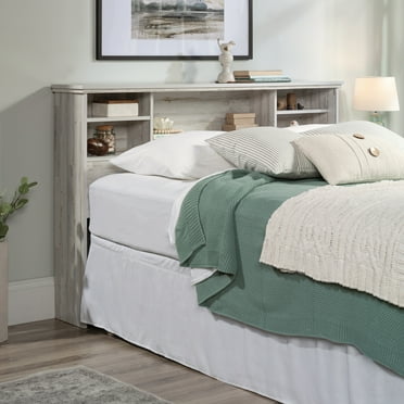 Sauder River Ranch Full-Queen Bookcase Headboard, White Plank Finish