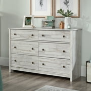 Sauder River Ranch Rustic 6-Drawer Bedroom Dresser, White Plank Finish