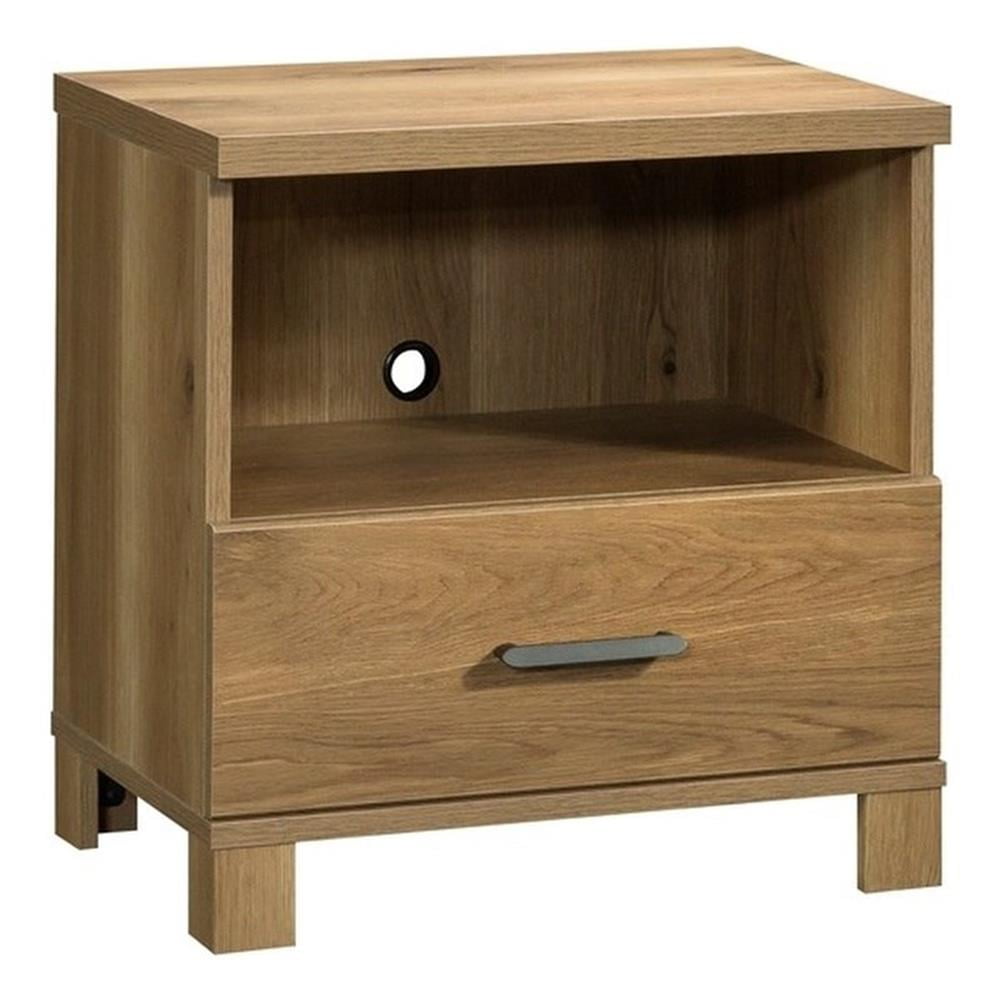 Timber Oak 1-Drawer Nightstand with Open Shelf