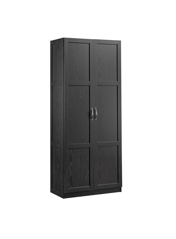 Sauder Select 4-Shelf Engineered Wood Storage Cabinet in Black