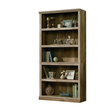 Sauder Select 5 Shelf Wood Bookcase in Lintel Oak Finish