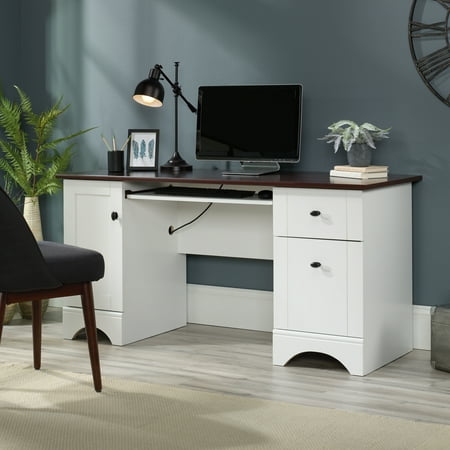 Sauder -Computer Desk with Cherry Top Finish - Soft White