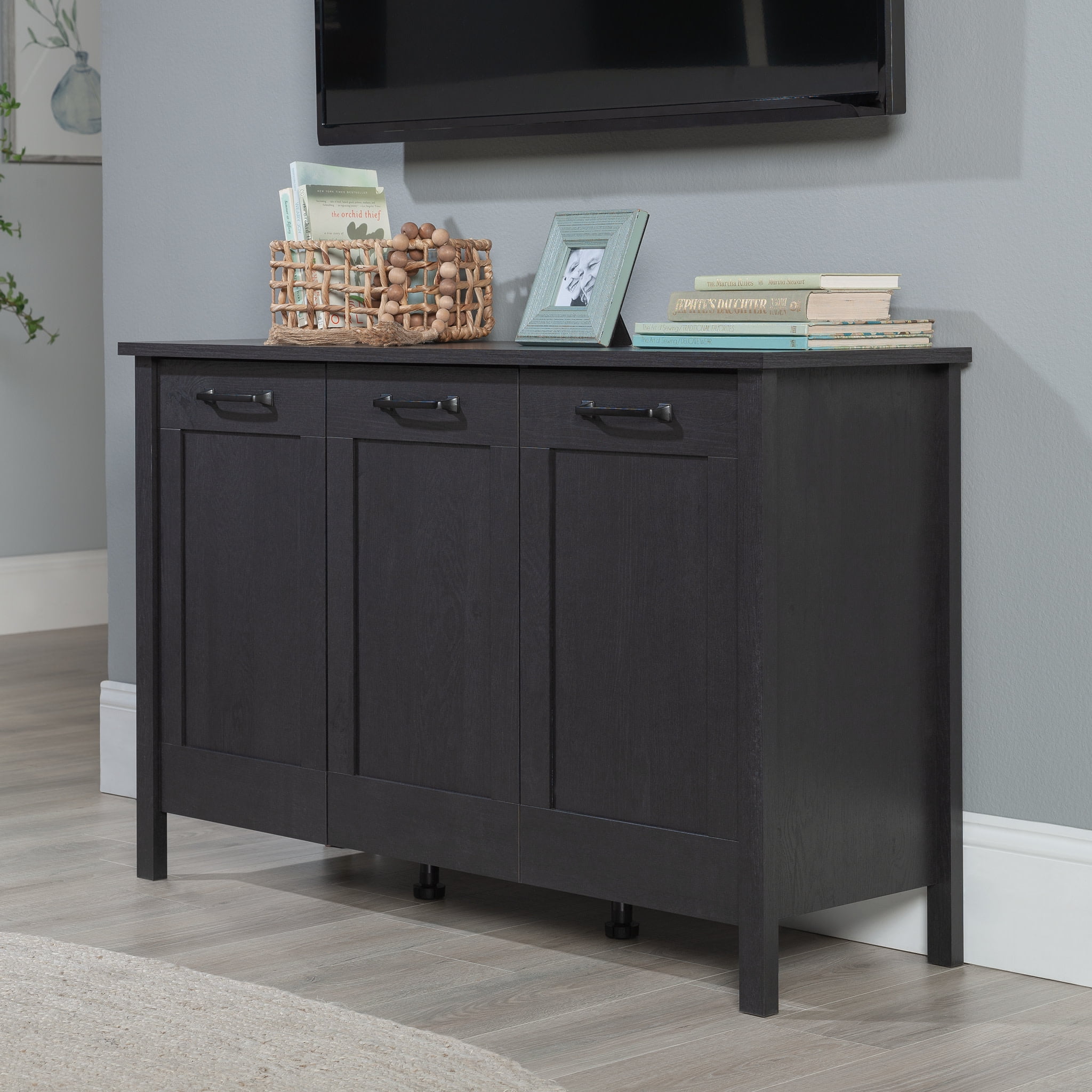 Sauder Select Engineered Wood Storage Cabinet in Raven Oak Finish