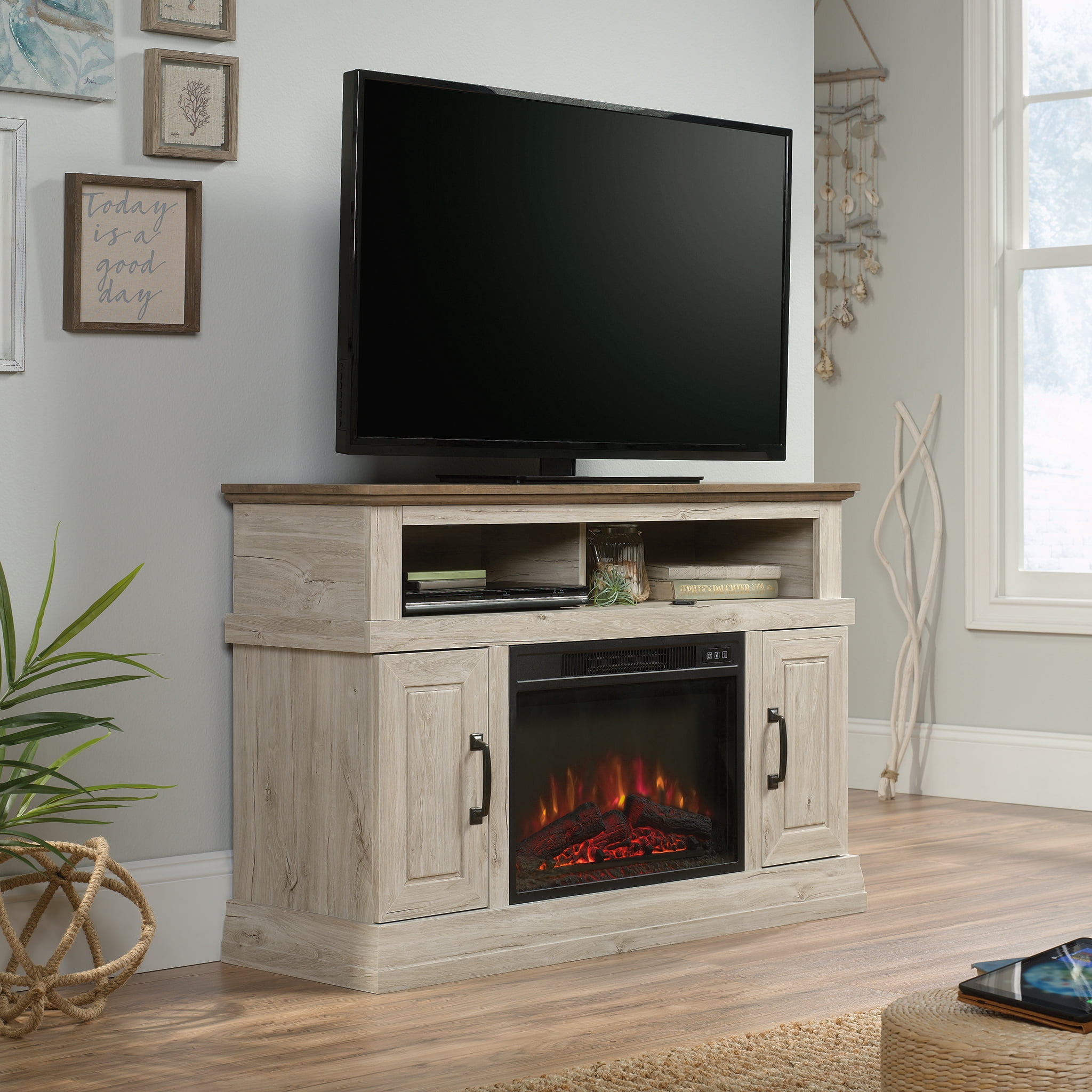 Sauder Select Media Fireplace, Chalk Oak Finish Sansujyuku sansujyuku.com