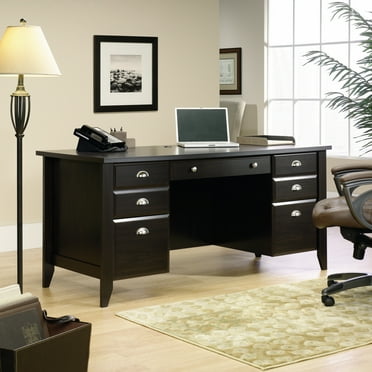 Sauder Shoal Creek Executive Desk, Jamocha Wood Finish