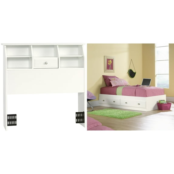 Sauder Shoal Creek Twin Mates Bed with Headboard, Soft White