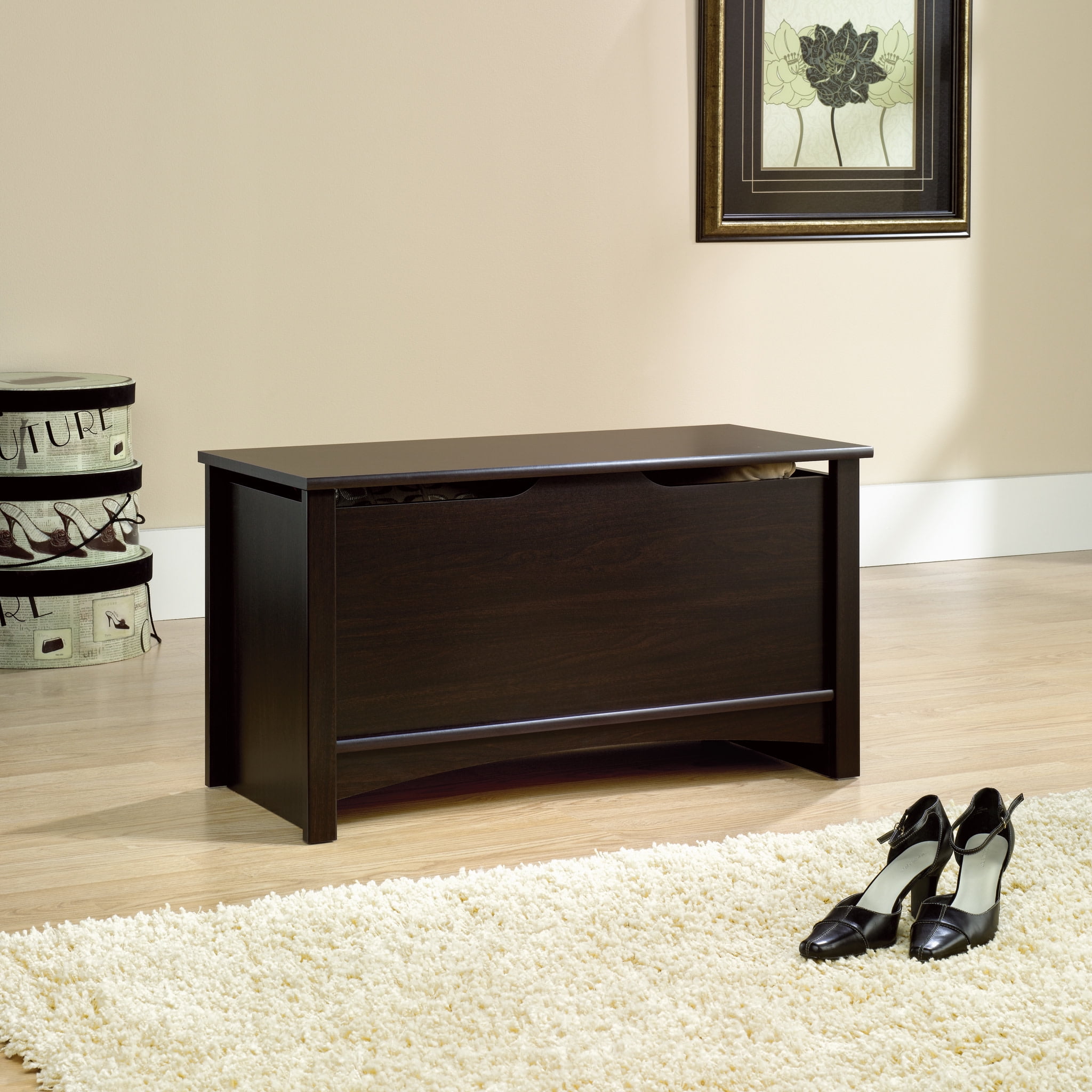 Shoal Creek Dark Wood Storage Chest with Lid Stay Safety