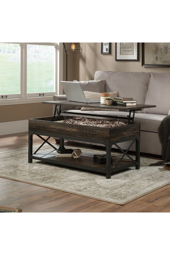 Steel River Engineered Wood Lift-Top Coffee Table in Carbon Oak/Black