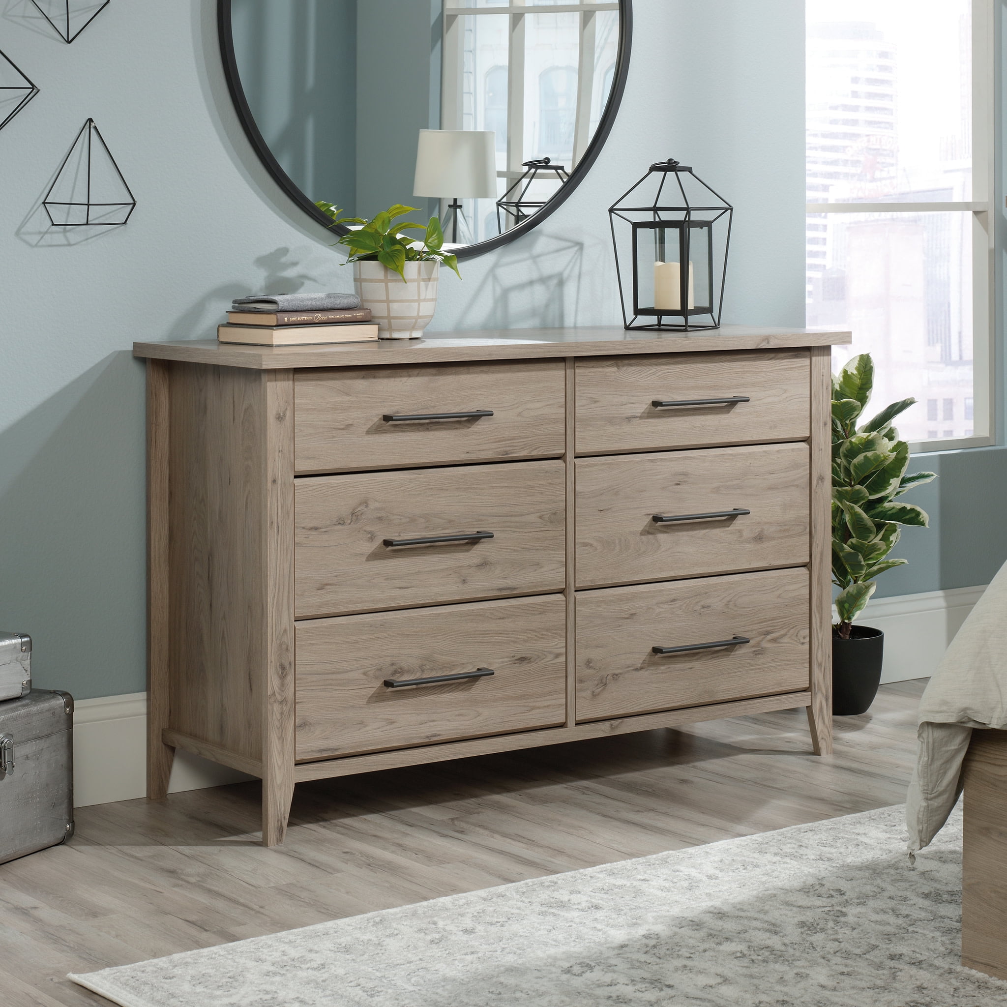 Laurel Oak Double Dresser with Extra Deep Horizontal Drawers