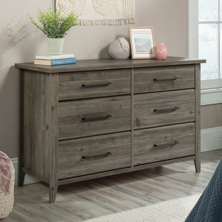 Sauder Summit Station 6-Drawer Bedroom Dresser in Pebble Pine, Pebble Pine Finish