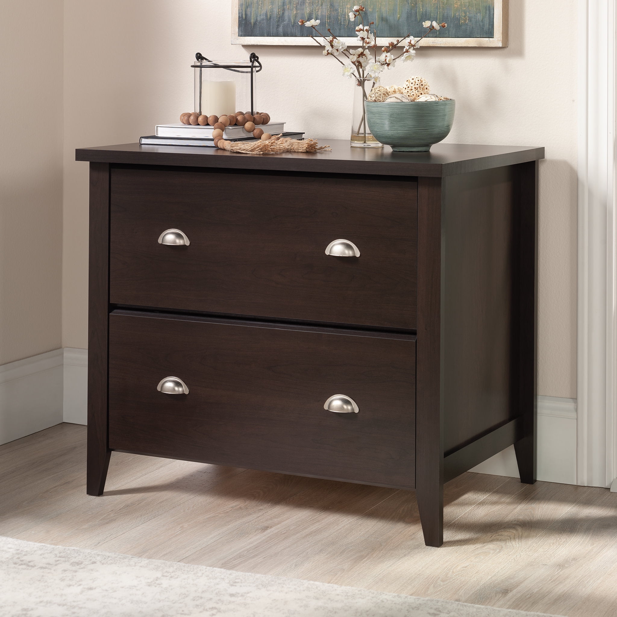 Cinnamon Cherry 2-Drawer Lockable Lateral File Cabinet
