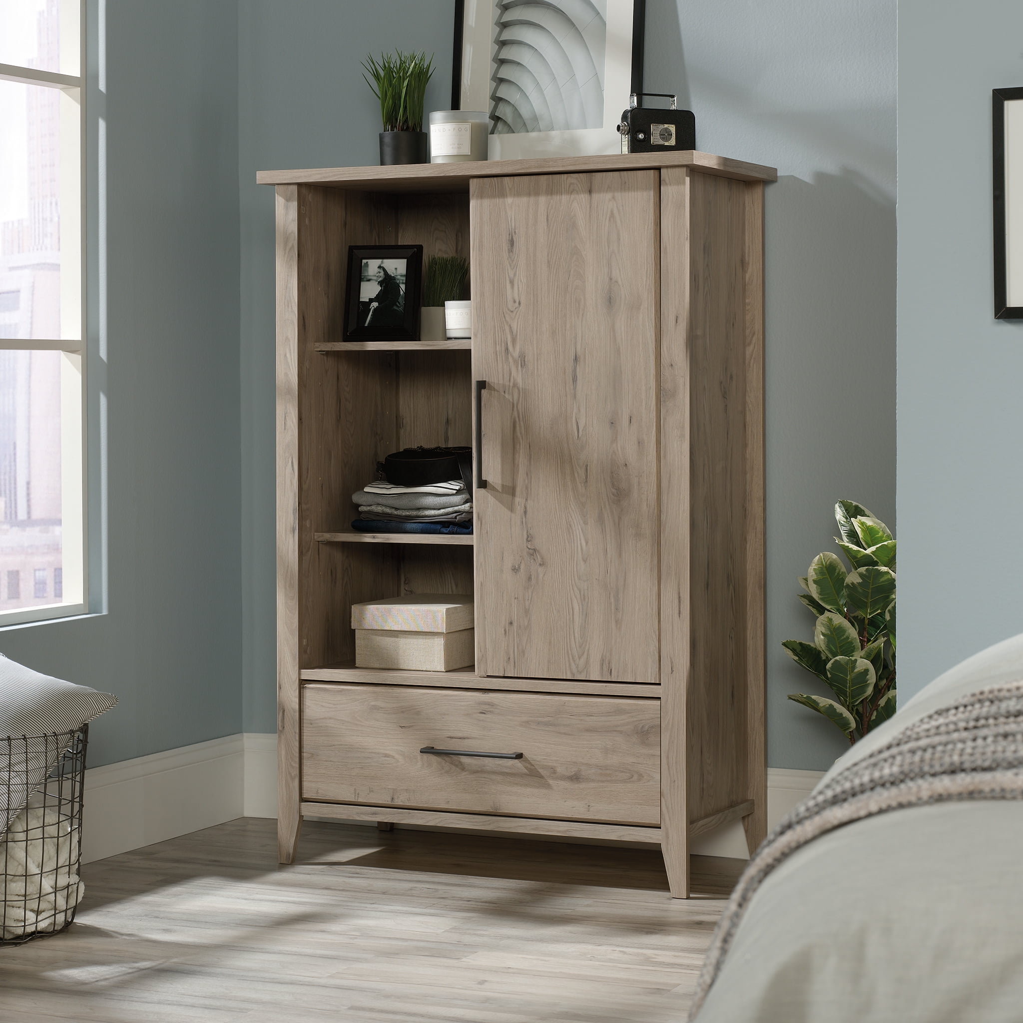 Sauder Summit Station Wood Armoire with 1 Door 1 Drawer 3