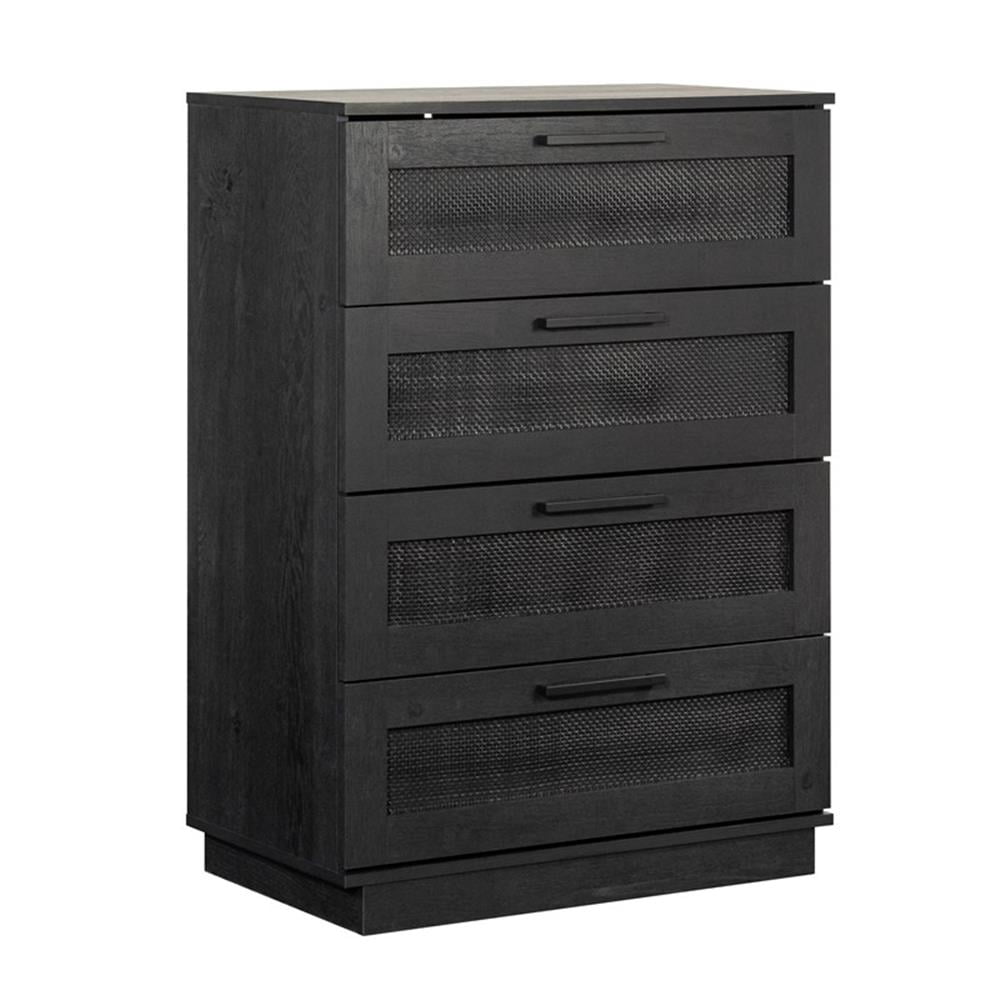 Raven Oak Black Coastal 4-Drawer Vertical Dresser