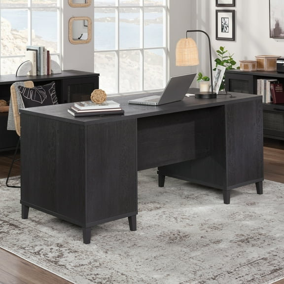 Sauder Tiffin Line Engineered Wood Executive Desk in Raven Oak