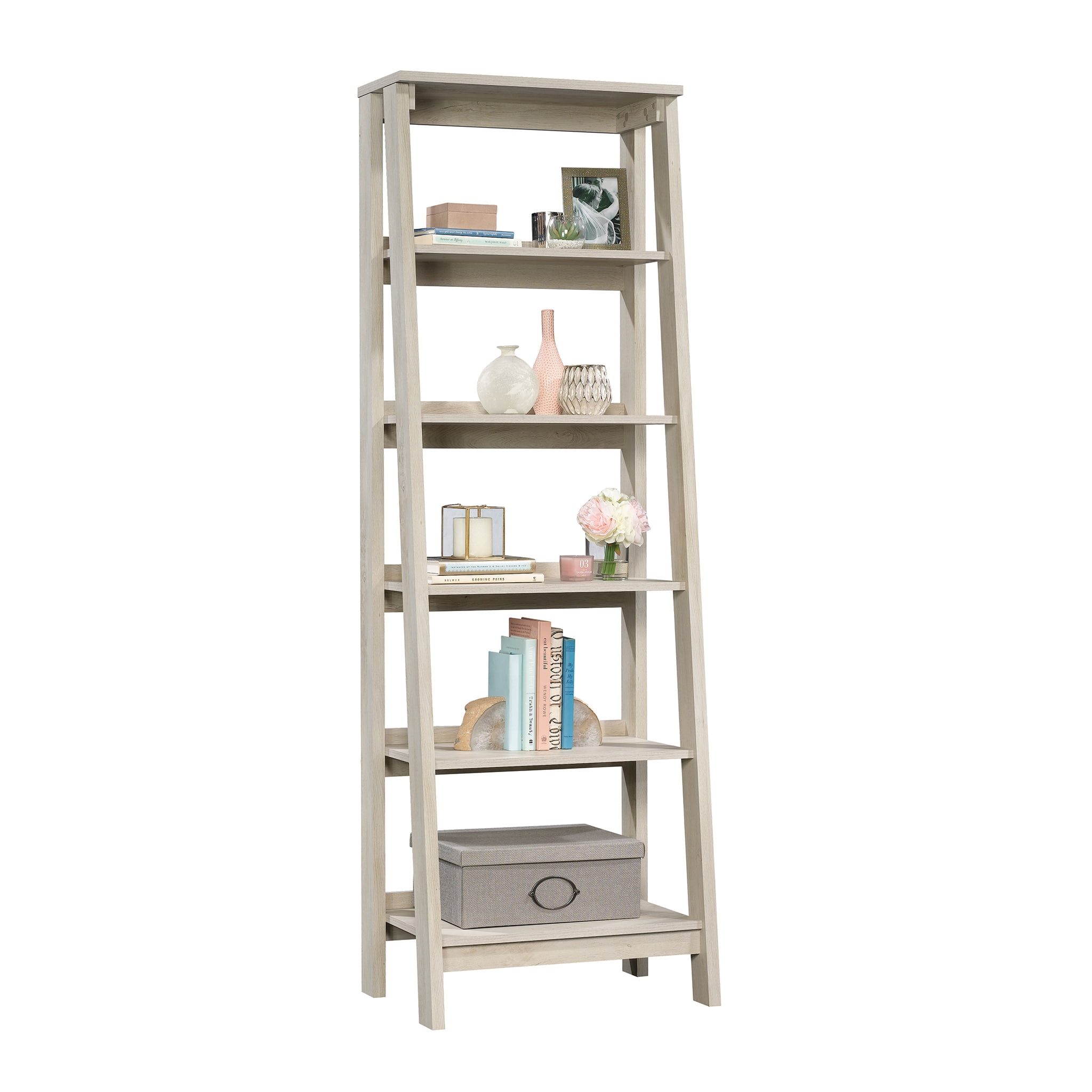 Sauder Trestle 5 Shelf Bookcase Chalked Chestnut Finish Walmart