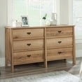 thumbnail image 1 of Sauder Trestle 6 Drawer Dresser, Timber Oak Finish, 1 of 11