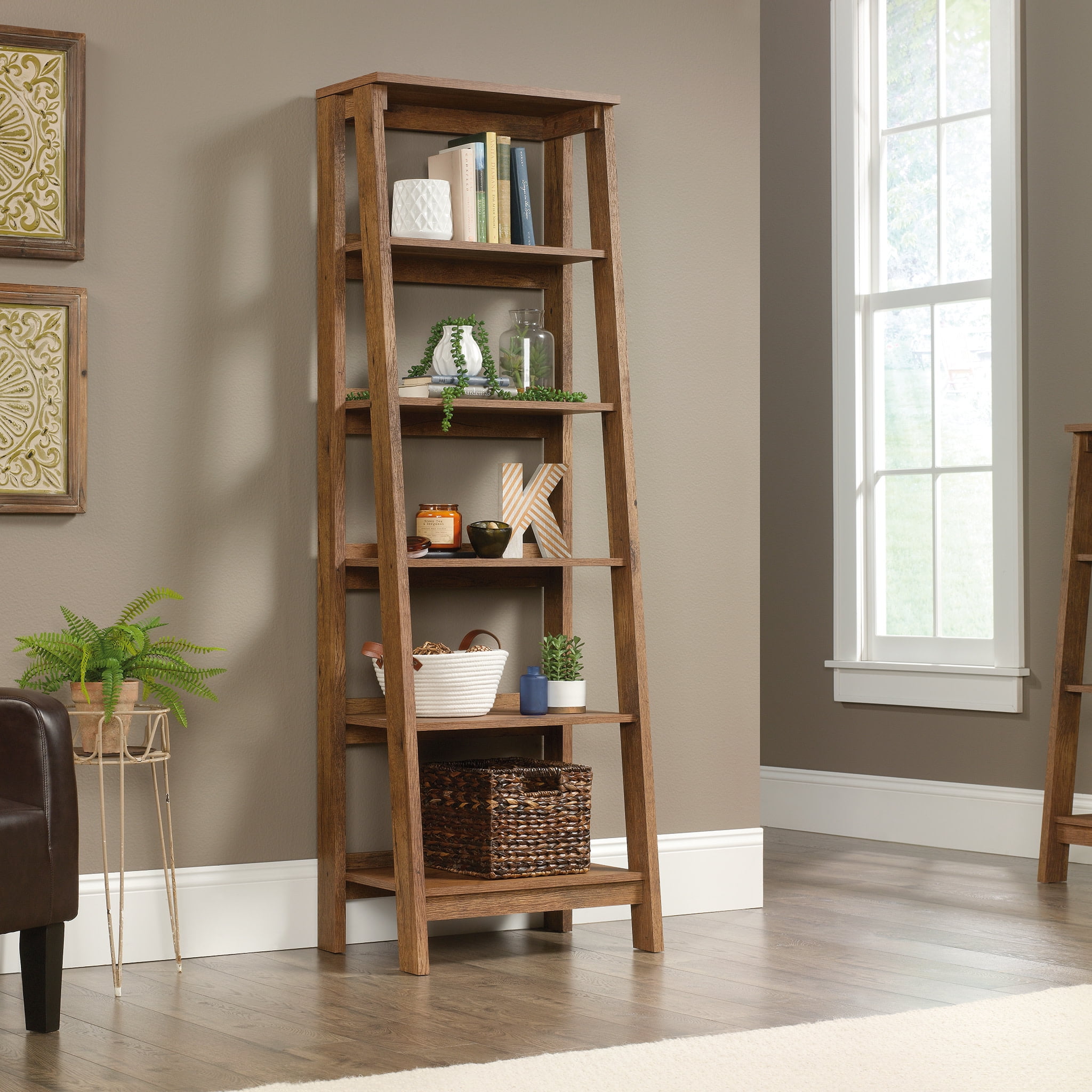 Sauder Trestle 5-Shelf Bookcase, Vintage Oak Finish - Walmart.com