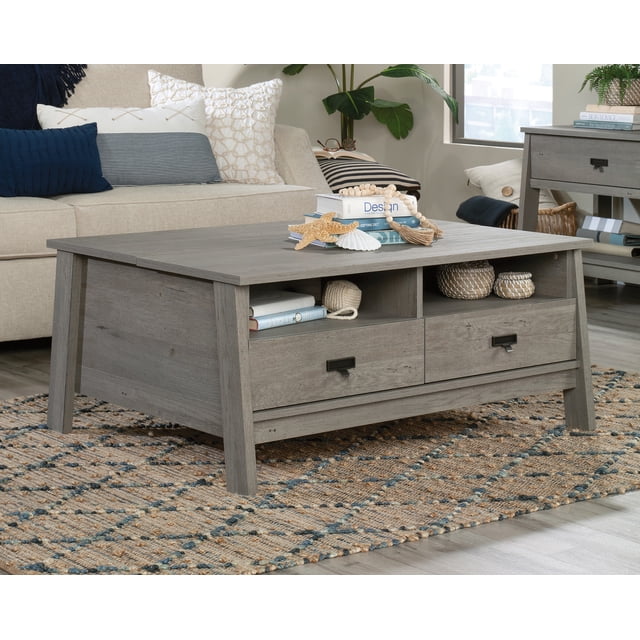 Sauder Trestle Engineered Wood Lift-Top Coffee Table in Mystic Oak ...