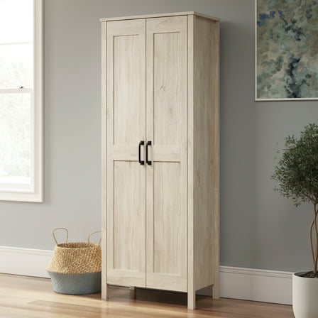 Sauder Two-Door Storage Cabinet, Chalk Oak Finish