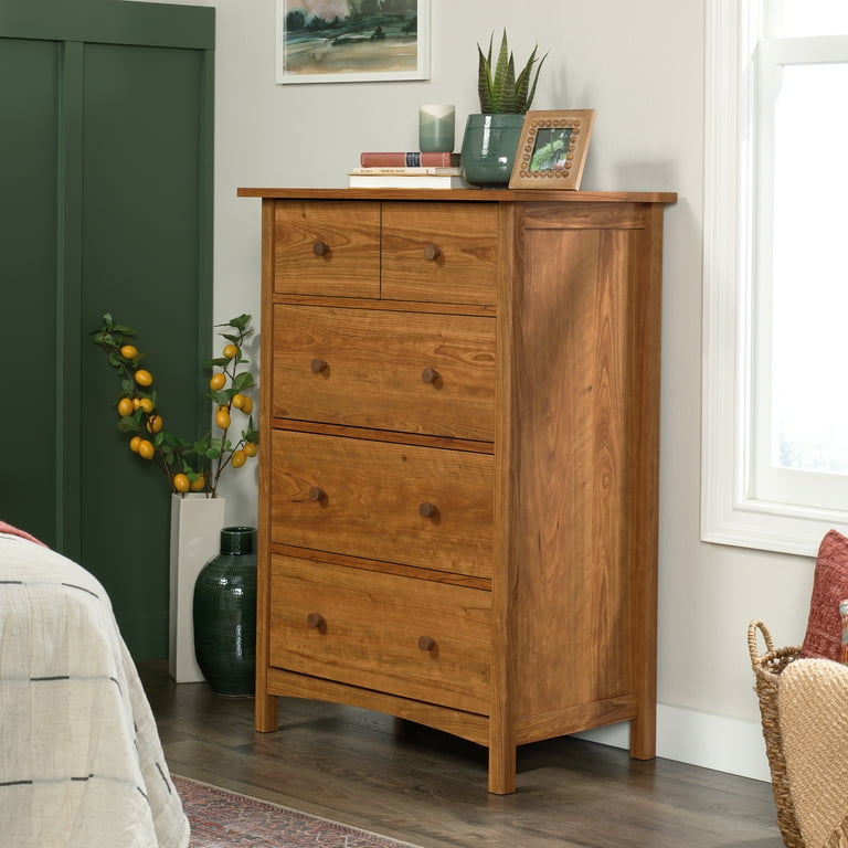 Sauder Union Plain 4 Drawer Dresser Prairie Cherry Finish