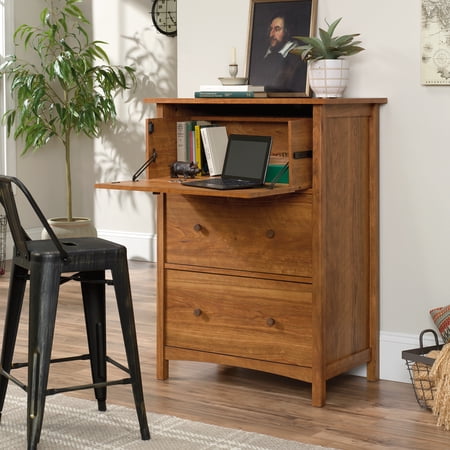 Sauder Union Plain Drop Front Secretary Desk, Prairie Cherry Finish