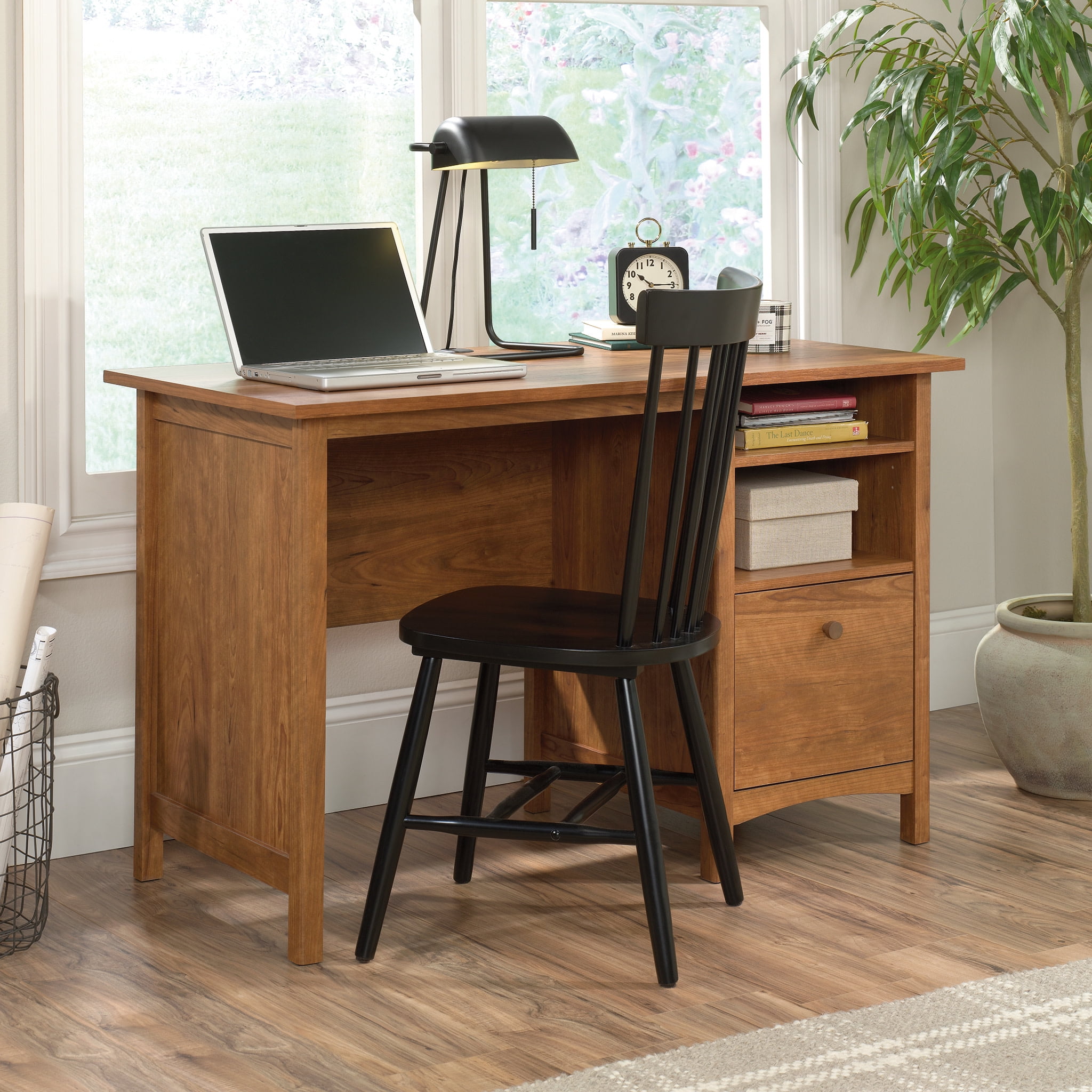 Prairie Cherry Wood Composite Computer Desk with Filing Drawer