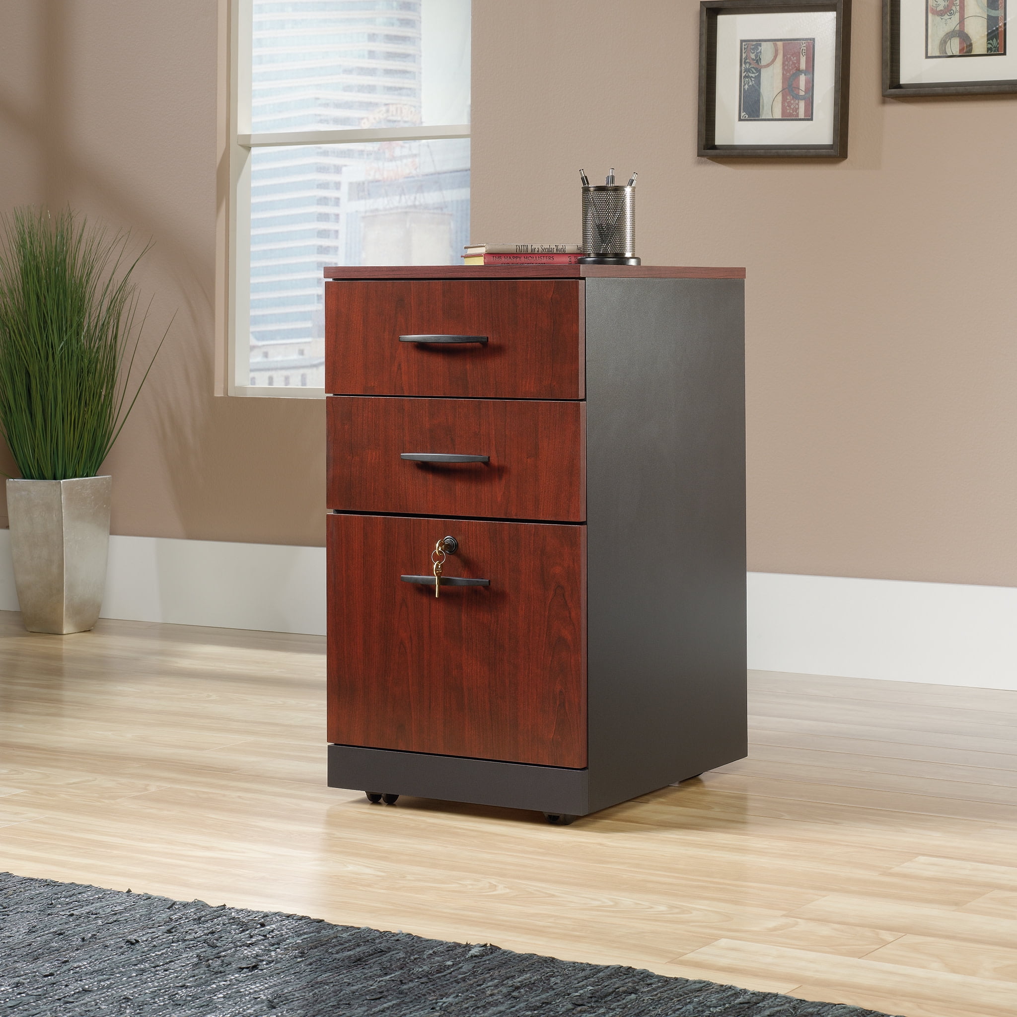 Sauder Heritage Hill Library Bookcase - Classic Cherry Finish, 5 Shelves (3 Adjustable)