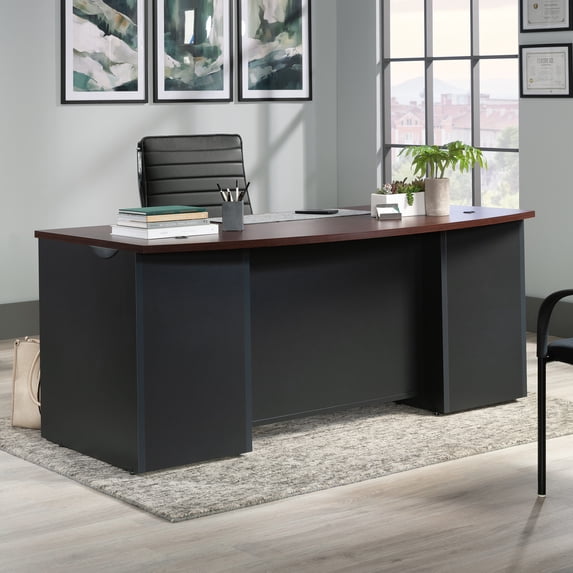 Sauder Via Engineered Wood Executive Desk in Classic Cherry Finish
