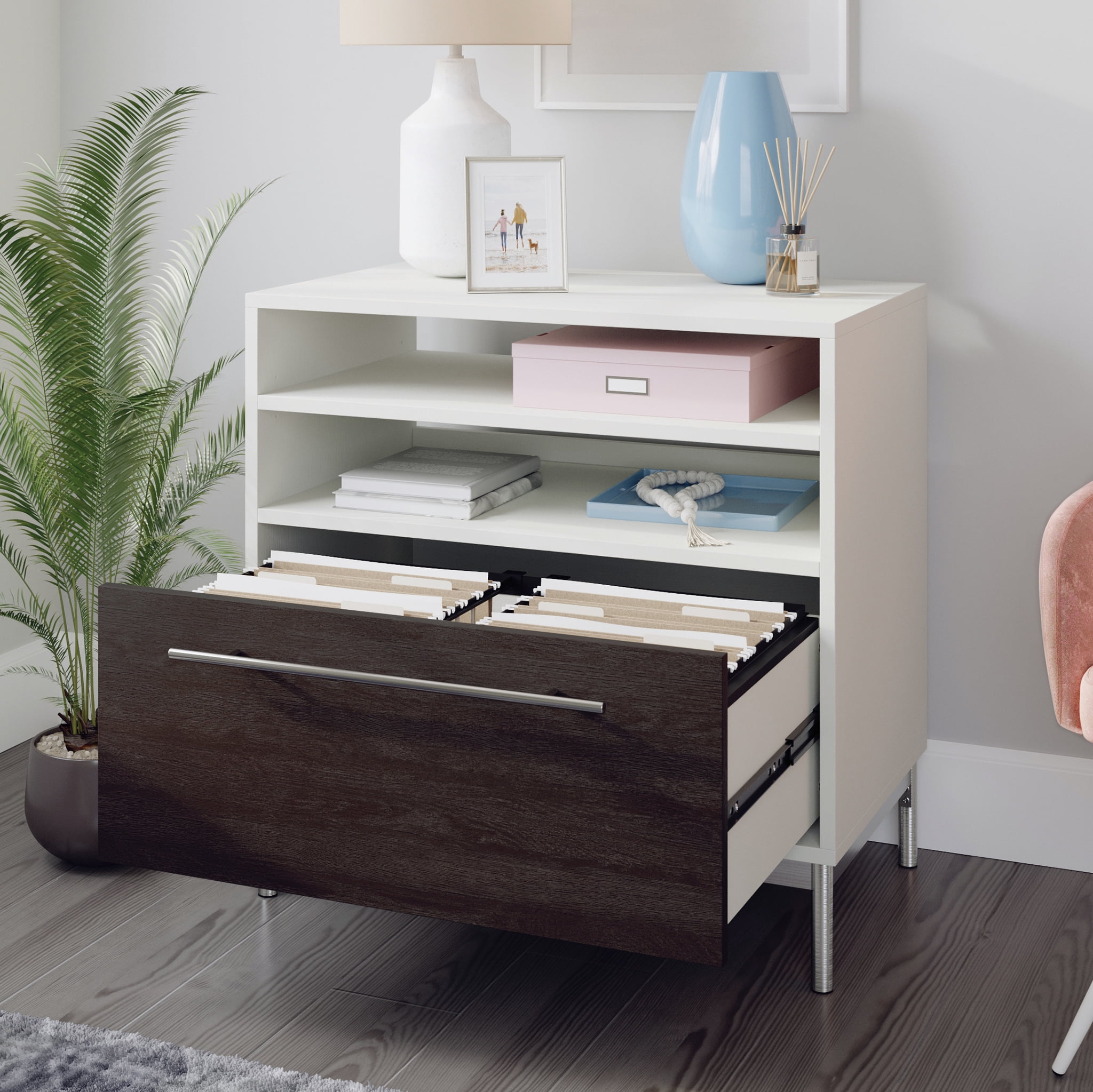Pearl Oak and Misted Elm Legal Size Lateral File Cabinet