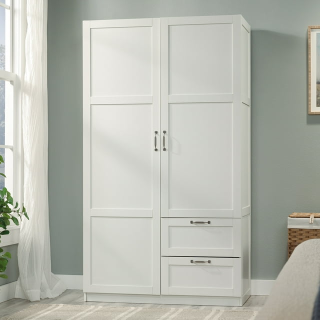 Sauder Wardrobe/Storage Cabinet, White Finish