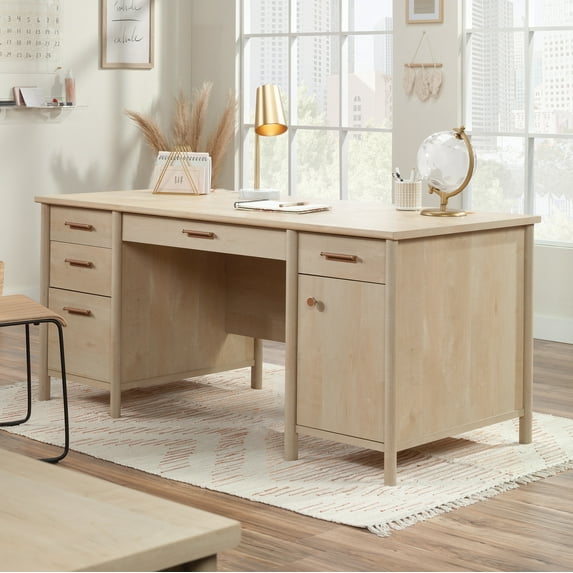 Sauder Whitaker Point Engineered Wood Executive Desk in Natural Maple