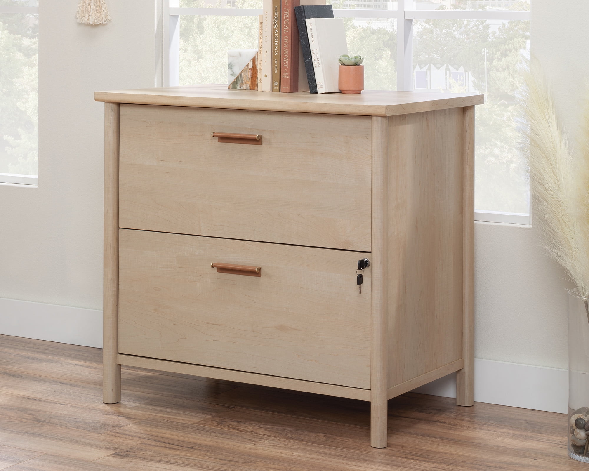 Natural Maple 2-Drawer Lockable Lateral File Cabinet