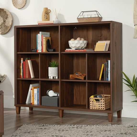 Sauder Willow Place Cubby/Display Bookcase, Grand Walnut Finish