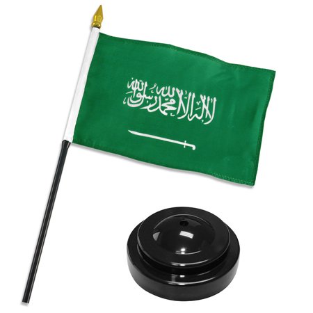 Saudi Arabia 4"x6" Flag Desk Set Table Stick Black Base