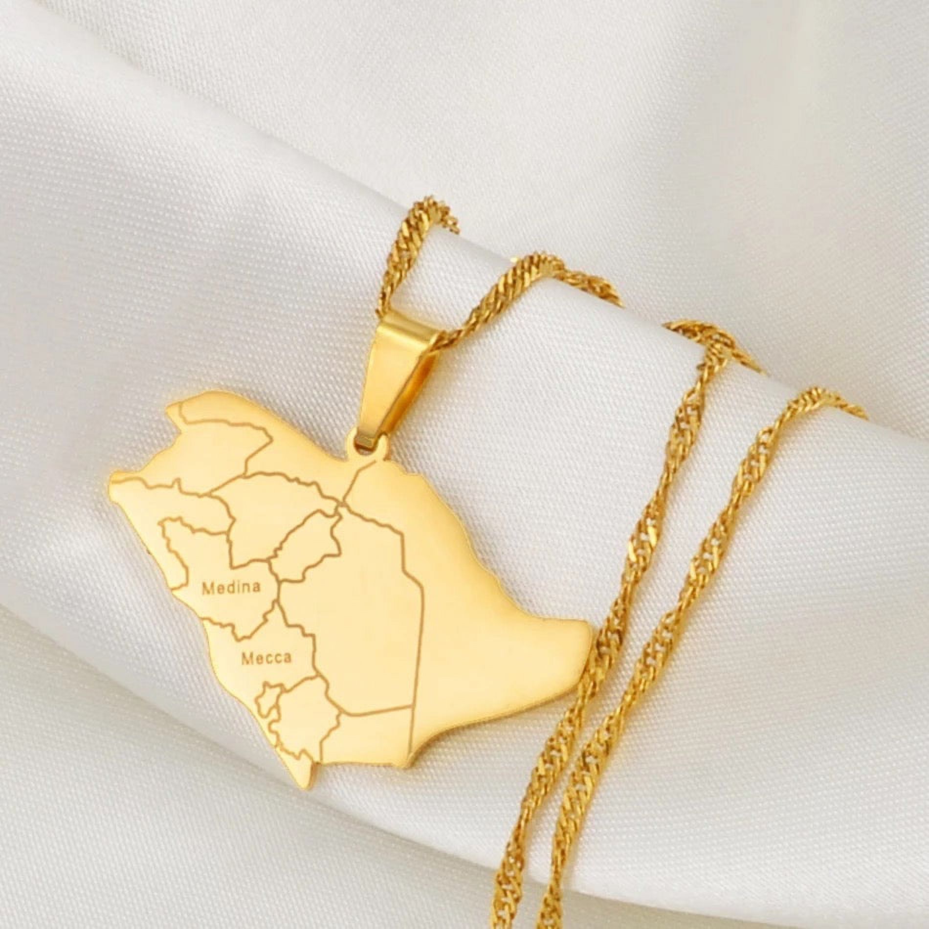 Saudi Arabia Cities Map Necklace Chain Pendant