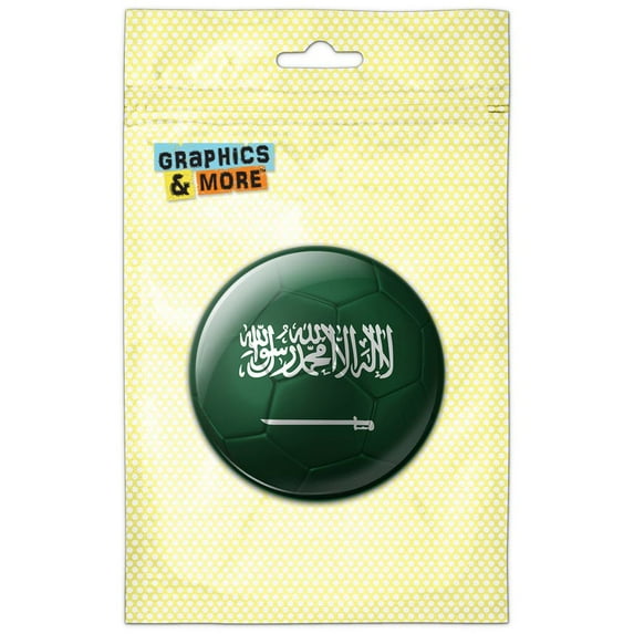 Saudi Arabia Flag Soccer Ball Futbol Football Refrigerator Button Magnet